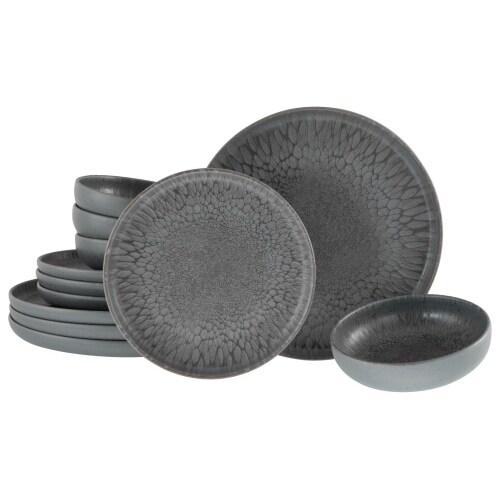 CreaTable Uno Volcano Dark Tellerset 12-tlg Steinzeug