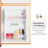 thumbnail of Zweitüriger 88x45x 42 cm Mini-Kühlschrank 60L Kühlfach 22L Gefrierfach E-Klasse leise freistehend LED-Beleuchtung Retro Gelb