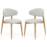 thumbnail of Lot de 2 chaises Skandi en bois massif et assise en tissu chiné gris