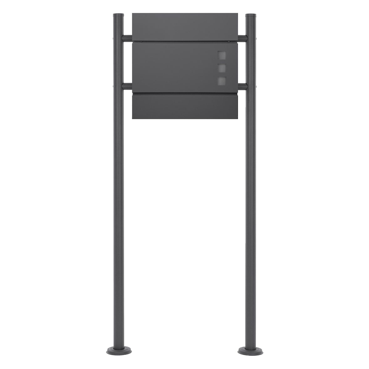 ECD Germany Standbriefkasten Anthrazit Edelstahl 120 cm mit Zeitungsfach, Postkasten Anthrazit 37x36 cm, pulverbeschichtet