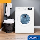 thumbnail of Exquisit Wäschetrockner 7kg, Trockner, Startzeitvorwahl, Knitterschutz, Ablufttrockner, 15 Programme, Kindersicherung, Energieklasse G, TAE70-70 weiss