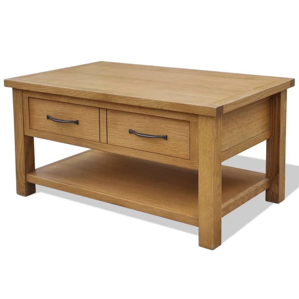 Table basse 88x53x45 cm Bois de chêne massif Modèle Atlas Compact