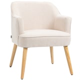 thumbnail of HOMCOM sillón de salón moderno butaca tapizada en lino con patas de madera para dormitorio oficina estudio carga 120 kg 64,5x65x79,5 cm crema