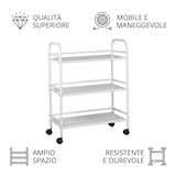 thumbnail of Carrello Portavivande 3 Ripiani Cucina Mobile Ruote 80x33x105 cm - Bianco