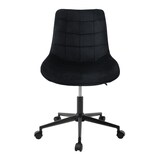 thumbnail of Bürostuhl, Schwarz, Sitzfläche aus Samt, Metallgestell, Polsterstuhl mit Rückenlehne, höhenverstellbar, 360° Drehstuhl mit 5 Rollen