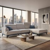 thumbnail of Sofa HWC-G44, Ecksofa L-Form 3-Sitzer, Liegefläche Nosagfederung Taschenfederkern verstellbar 277cm ~ rechts, hellgrau