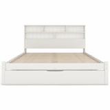 thumbnail of Merax Stauraumbett Doppelbett 140x200 Massivholzbett mit Schublade @ Kopfteil Bücherregal & Lattenrost Weiß