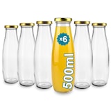 thumbnail of 6 leeren Glasflaschen à 500 ml mit Deckel - Glasflaschen für Saft, Milch, Grillen, Saucen
