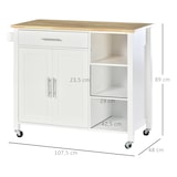 thumbnail of HOMCOM isla de cocina con ruedas mueble auxiliar de cocina con 1 cajón 2 puertas 3 estantes abiertos y barra lateral para comedor 107,5x48x89cm blanco