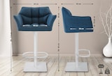 thumbnail of 2er Set Barhocker Damaso Stoffbezug weiß/blau