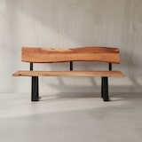 thumbnail of Esszimmerbank GAYA 160x83,5x60 cm Akazie Massivholz Bank mit Baumkante, Sitzbank Holzbank mit Lehne, Küchenbank Essbank Holz Landhausstil, Baumstamm