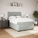 thumbnail of vidaXL Boxspringbett mit Matratze Hellgrau 140x190 cm Samt