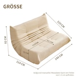 thumbnail of Lounge-Sofa Teddysamt Beige 149x114x82 cm, leichte Konstruktion mit ergonomischer Form und Schaumstoffpolsterung