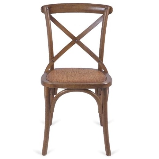 Lote de 4 sillas vintage en madera de olmo y asiento de rattán