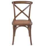 thumbnail of Lote de 4 sillas vintage en madera de olmo y asiento de rattán