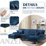 thumbnail of Merax U-Form Sofa, großes Chenille-Sektionssofa für 4-6 Personen, inklusive Rückenkissen und Wurfkissen, Blau