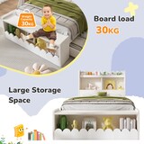 thumbnail of Einzelbett 90x190 mit Stauraum-Schubladen, Kopf- und Fußregal, Massivholzgestell, platzsparend, modernes Design Weiß+Eichefarben