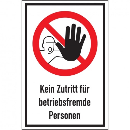 Schild I Verbots-Kombischild Kein Zutritt f.betr.fremde Personen, Aluminium, 400x600mm