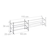 thumbnail of Relaxdays Schuhregal ausziehbar, 2 Ebenen, 10 Paar Schuhe, Metall & Kunststoff, H x B x T: 36 x 63-115 x 23 cm, silber