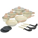 thumbnail of Batterie de cuisine 15 pièces avec revêtement en granit et manche en Bois Noir  beige HGWDBEJ15-BEI usage non-intensif Herzberg