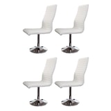 thumbnail of SalesFever Essgruppe 5-tlg. | 180 x 90 cm | 1x Tisch Hochglanz | 4x Drehstuhl Kunstleder + Gestell Metall | weiß-chrom