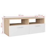 thumbnail of Helloshop26 - Meuble télé buffet tv télévision design pratique  aggloméré 95 cm chêne et blanc 2502044