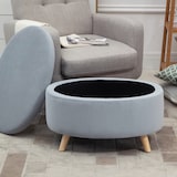 thumbnail of HOMCOM Otomano Puff Tapizado en Terciopelo Acolchado Taburete de Almacenaje Elíptico con Tapa Extraíble y Patas de Madera para Dormitorio 71x51,5x42cm