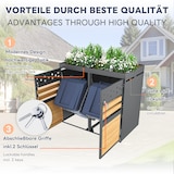 thumbnail of Mülltonnenbox 4er Set für 120–240L Tonnen verzinkter Stahl wetterfest abschließbar mit Pflanzdach Belüftung robust Anthrazit Holzoptik