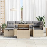 thumbnail of vidaXL Garten-Sofa-Set mit Kissen mit Speicher 7 pcs Beige Poly Rattan
