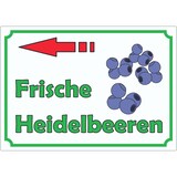 thumbnail of Werbeaufkleber Aufkleber Heidelbeeren mit Pfeil nach links A5 (148x210mm)