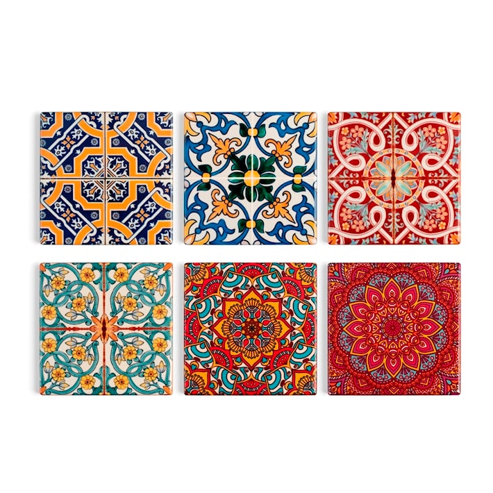 Sottobicchiere singolo in ceramica decorato