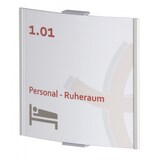 thumbnail of Frankfurt Türschild | 148x155mm | Aluminium silber | entspiegelte Abdeckung | einfache Montage Kleben oder Schrauben | Büroschild | Türschild Büro