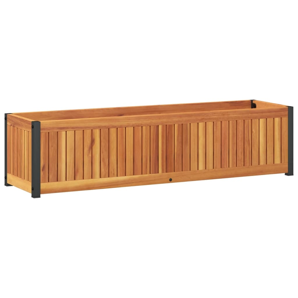 vidaXL Pflanzkübel 110x30x27,5 cm Massivholz Akazie und Stahl