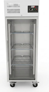 thumbnail of Romux® Kühlschrank mit 1 Türen Glastüren 74 cm mit Umluftkühlung | Gastro Kühlschrank aus Edelstahl mit 650 L Kapazität - 3 Einlegeböden und 270 W