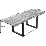 thumbnail of SAM® Esstisch Baumkante Mango natur 220 (320) x 100 cm Ansteckplatten schwarz NOAR
