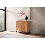 thumbnail of Hausbar Akazie Massivholz 95x90x41 cm Weinbar Echter Marmor, Kleine Bar Modern, Barschrank mit Türen und Weinregal, Spirituosenschrank mit