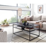 thumbnail of Couchtisch 100x60x45 cm Metall Wohnzimmertisch Industrial Schwarz, Sofatisch Stahl mit Stauraum, Loungetisch mit Ablagefach, Kaffeetisch