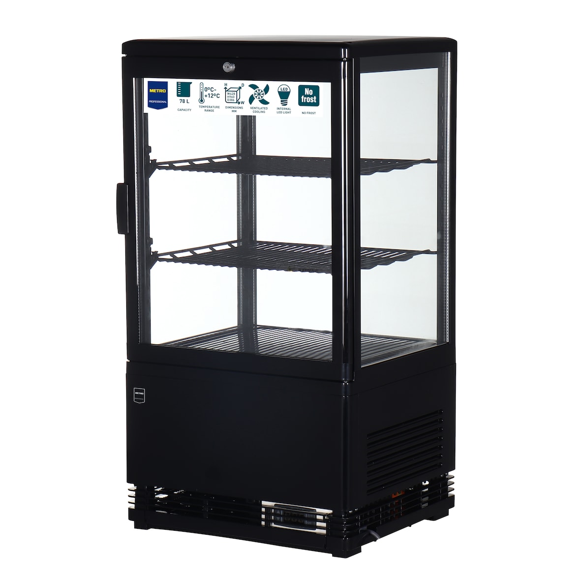 METRO PROFESSIONAL Vitrina refrigerada GGC2058B, cristal/plástico, 42,8 x 38,6 x 81 cm, 58 L, negro