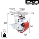 thumbnail of WAGNER Schwerlastrolle soft DIRECTION LOCK 3in1 - Ø 100 mm, Gusseisen, Einspritzdüsen, Bremse, Tragkraft 230 kg-04011401