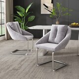 thumbnail of Drehstuhl Esszimmerstuhl 4er Set Samt Grau 82x59x65 cm mit Kissen, ergonomischer Sitzkomfort, Metallgestell, modern für Wohn und Arbeitsbereich