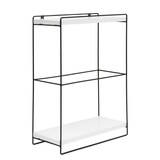 thumbnail of Wandplank HWC-K77, Hangende plank Keukenplank, massief hout metaal industrieel 2 planken 50x35x17cm ~ wit