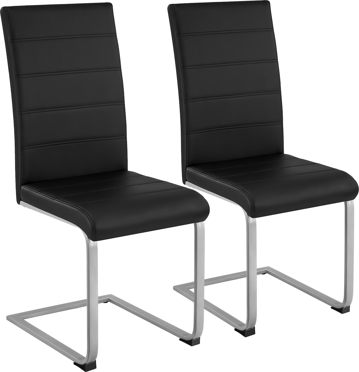 tectake Schwingstühle, Kunstleder - 2er Set schwarz