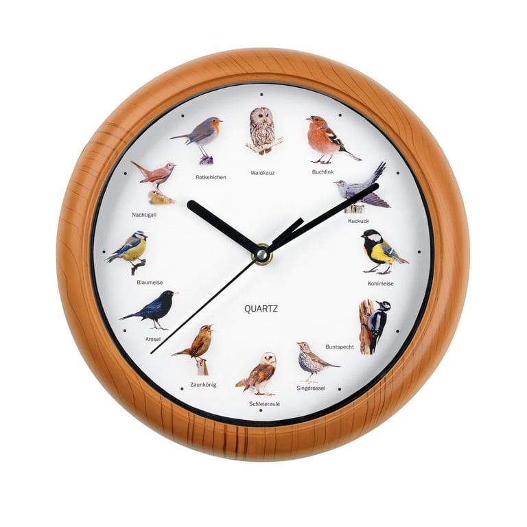 EASYmaxx Wanduhr mit 12 Singvogelstimmen - 25 cm