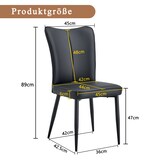 thumbnail of Essstuhl 2er Set Schwarz 89x45x44 cm mit PU Leder Bezug Rückenpolster und Metallbeinen, minimalistisches Design, komfortabel und stabil