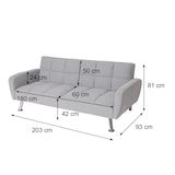 thumbnail of Sofa HWC-K19, Couch Schlafsofa Gästebett Bettsofa Klappsofa, Nosagfederung Schlaffunktion 203cm ~ Kunstleder schwarz