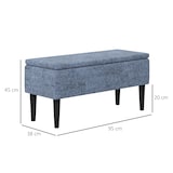 thumbnail of HOMCOM baúl de almacenaje de dormitorio banco de almacenamiento capacidad 47l con tapa abatible y patas de madera para salón carga 120 kg 95x38x45 cm