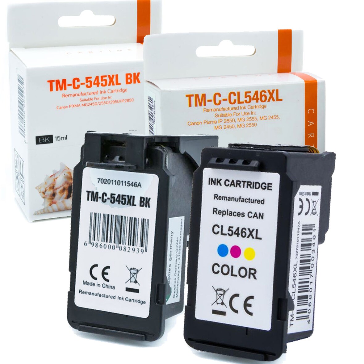 Kompatibel 2er Set Canon PG-545XL BK + CL-546XL C Druckerpatronen Schwarz + alle Farben von Gigao