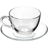 thumbnail of Pasabahce Satz von 6 Teetassen mit Untertasse Linie Basic Glas, Transparent