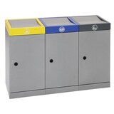 thumbnail of Abfalltrennung ProTec-Plus, 3-fach Station, graualu-struktur/1003, 5010, 7016, verz. Innenbehälter, 3x70 Liter