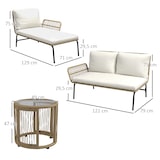 thumbnail of Loungeset PE-Rattan Cremeweiß 3-teilig mit Tisch, Sofa & Sonnenliege